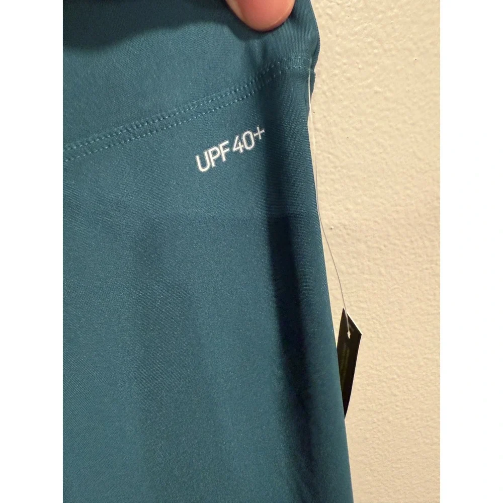 Nike Victory Luxe Swim Leggings‎ Women's S Dark Teal Stretch Swoosh Logo UPF 40+